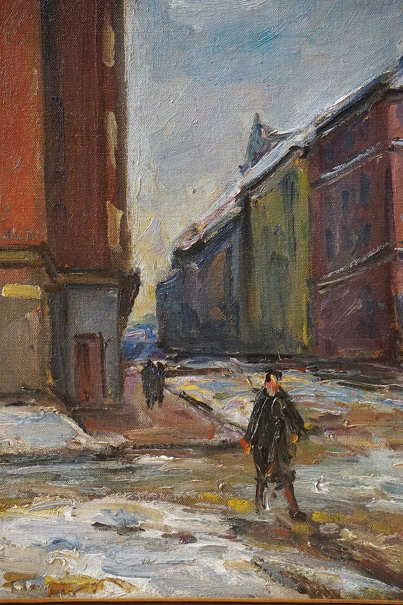 Aarno Ahtaja (1898-1978) – Lively Street In Helsinki, 1946 / Eloisa Katunäkymä Helsingistä 1946-photo-2