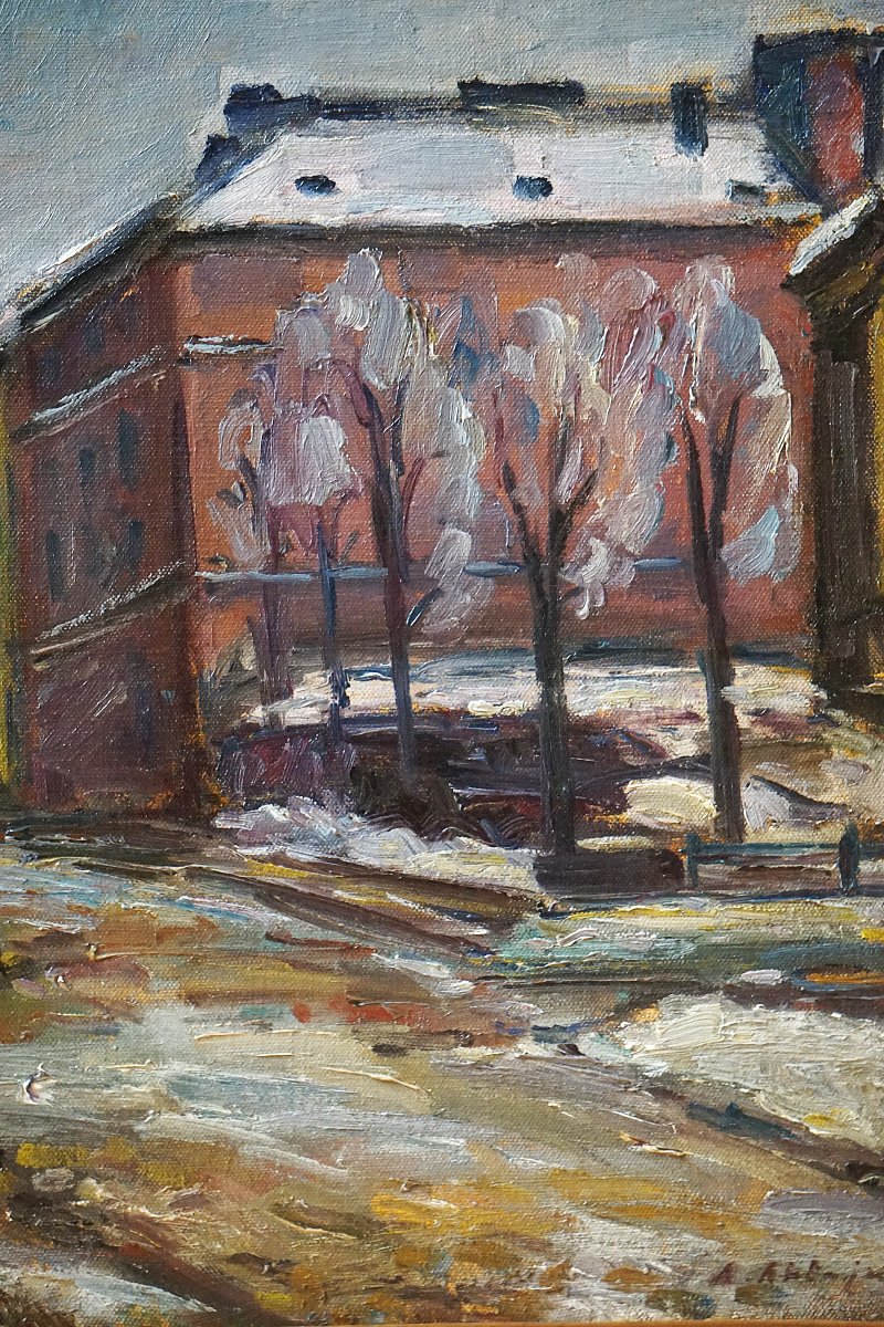 Aarno Ahtaja (1898-1978) – Lively Street In Helsinki, 1946 / Eloisa Katunäkymä Helsingistä 1946-photo-4