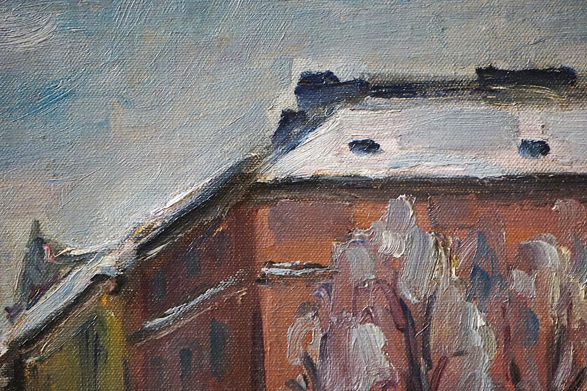 Aarno Ahtaja (1898-1978) – Lively Street In Helsinki, 1946 / Eloisa Katunäkymä Helsingistä 1946-photo-4