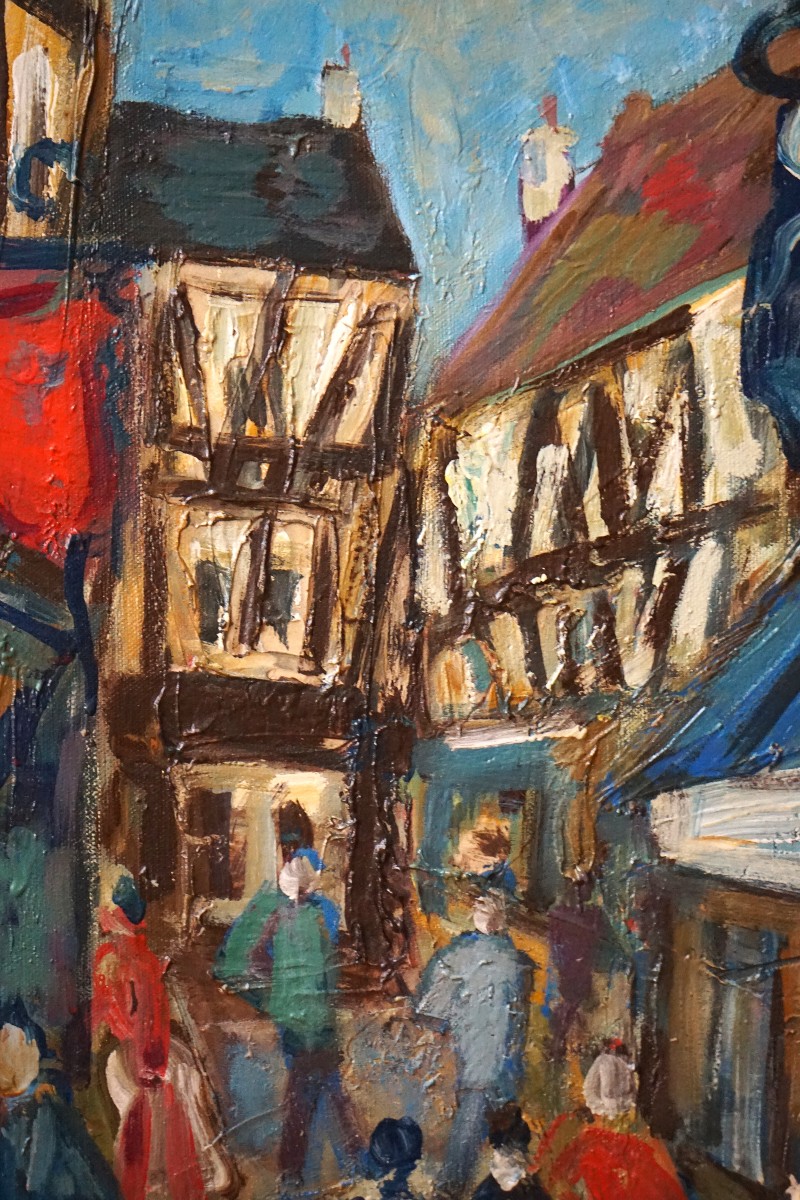 Old Town Of Rouen / Normandy / Roland Dubuc (1924-1998) / Oil On Canvas-photo-4