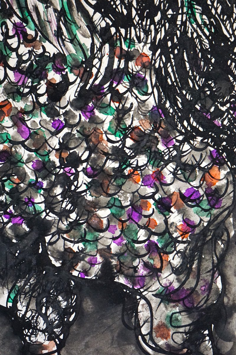 PAUL ACKERMAN (1908-1981) / LE COQ / encre de Chine et aquarelle-photo-2