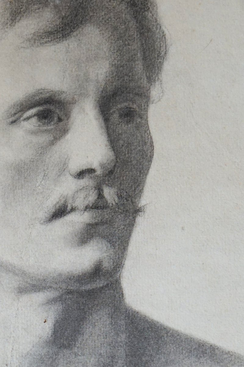 Portrait Of An Athlete / Academy / Late 19th Century / Charcoal-photo-4