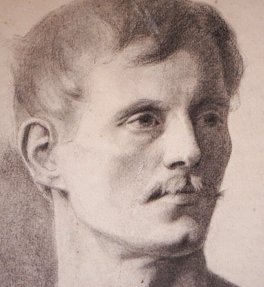 Portrait Of An Athlete / Academy / Late 19th Century / Charcoal-photo-4
