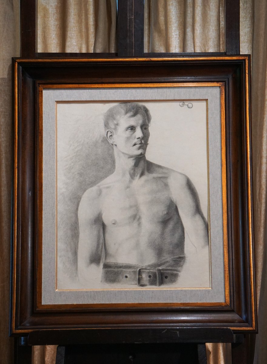 Portrait Of An Athlete / Academy / Late 19th Century / Charcoal-photo-7