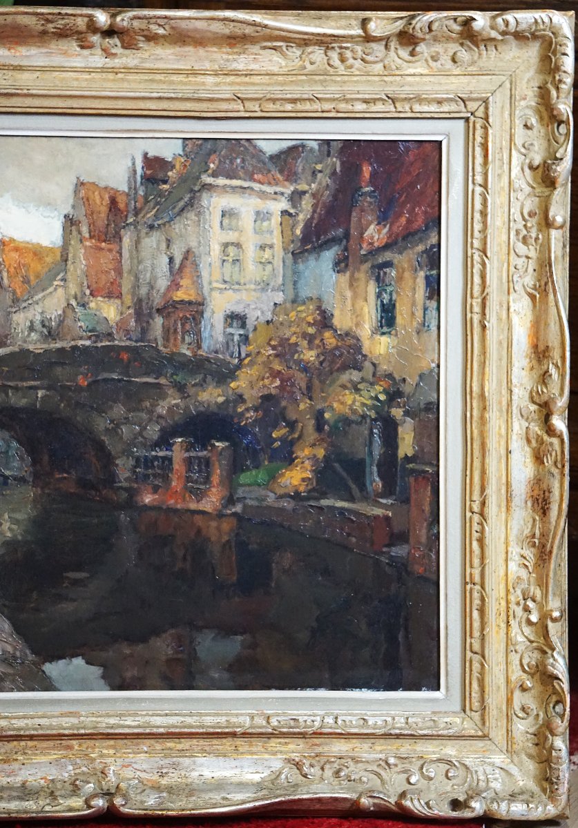 Alfred Van Neste (1874-1969) /flaming Bridge/bruges /flanders /belgium/ Vlamingenbrug In Brugge-photo-5