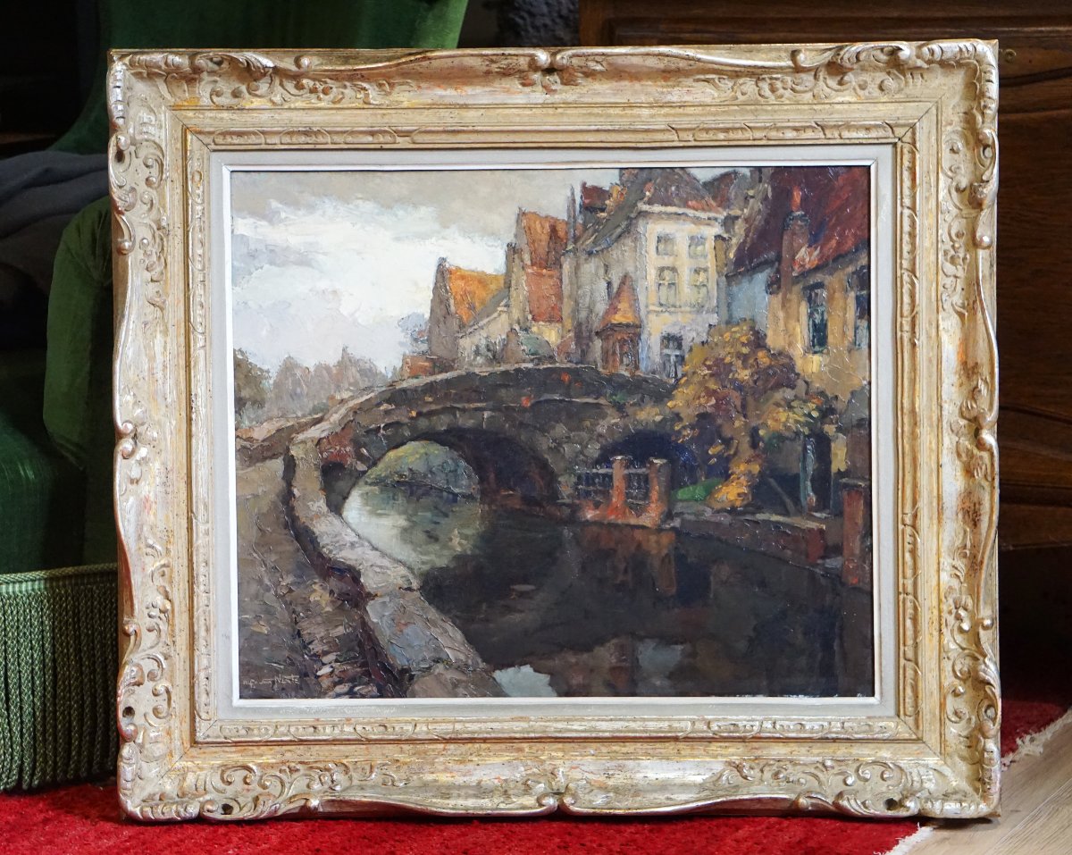 Alfred Van Neste (1874-1969) /flaming Bridge/bruges /flanders /belgium/ Vlamingenbrug In Brugge-photo-6