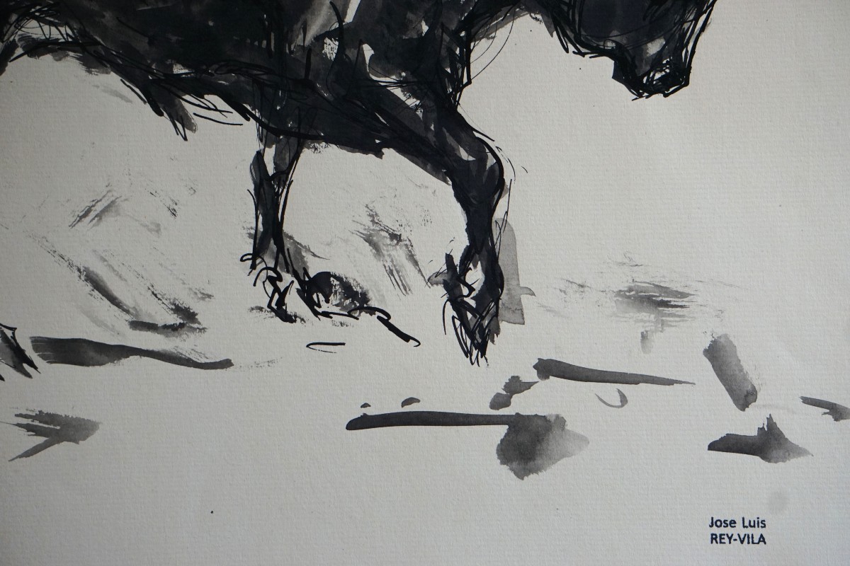 Bull With Raised Leg / José Luis Rey Vila (1910-1983) / Ink And Wash On Pape-photo-4
