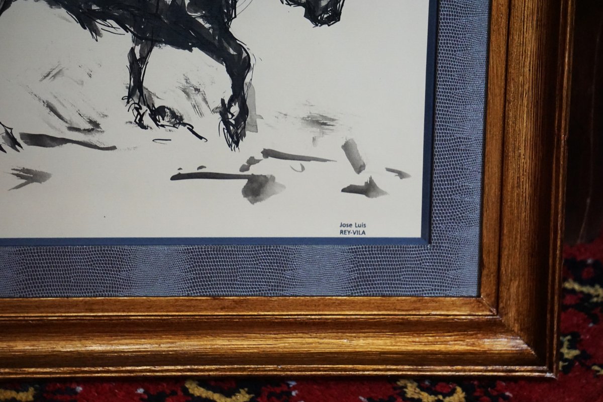 Bull With Raised Leg / José Luis Rey Vila (1910-1983) / Ink And Wash On Pape-photo-6