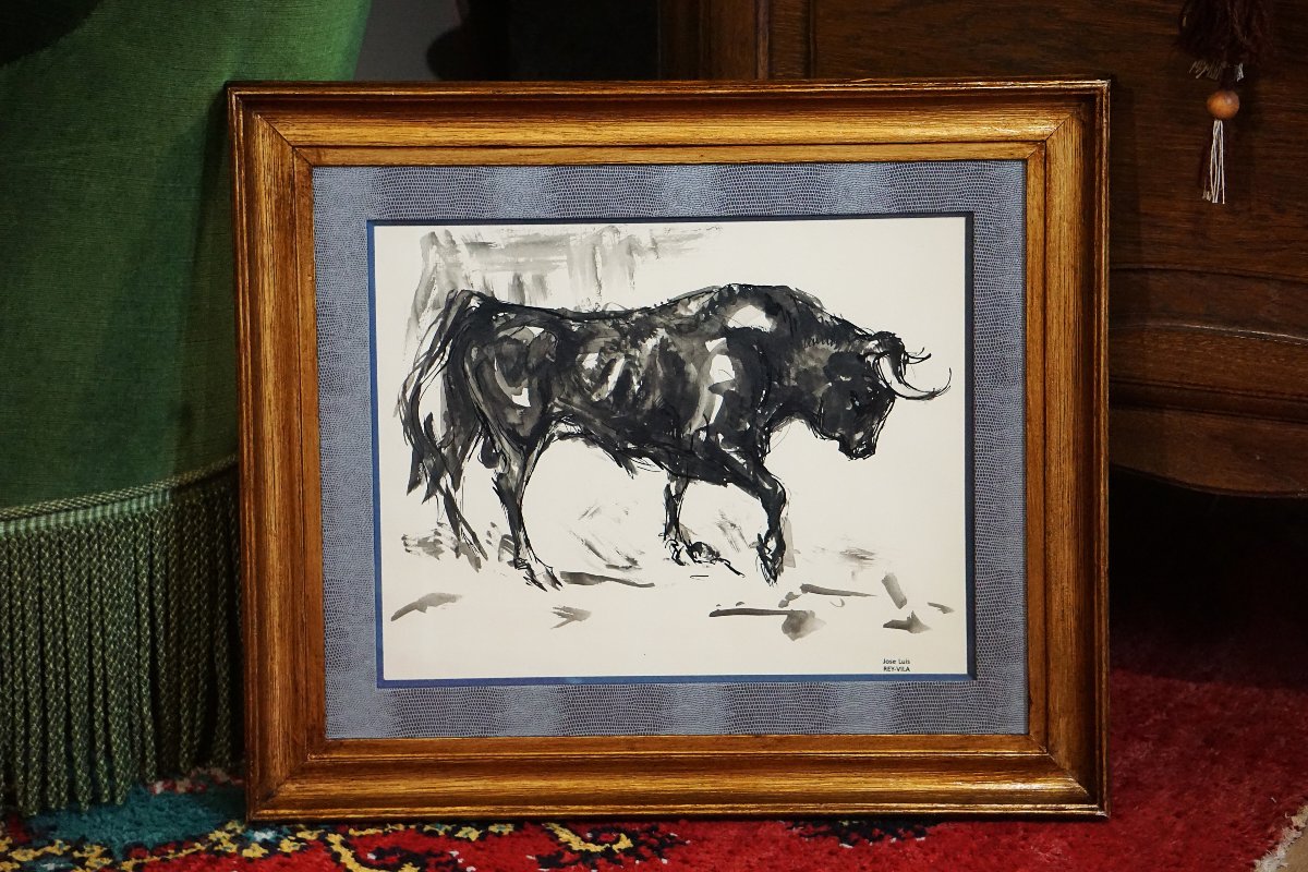 Bull With Raised Leg / José Luis Rey Vila (1910-1983) / Ink And Wash On Pape-photo-7