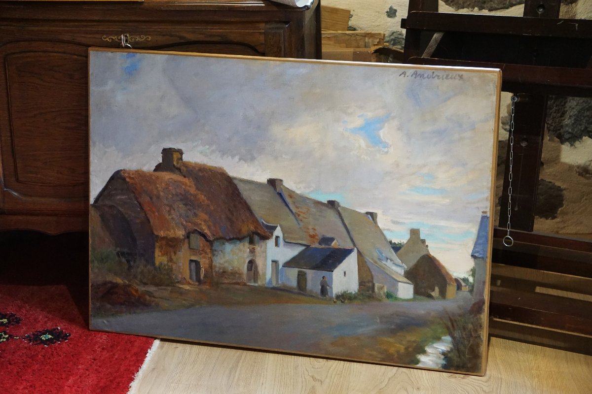 Hamlet Of Brittany / Alfred Louis Andrieux (1879-1945) / Exhibition Salon Of 1914 / Hst-photo-4