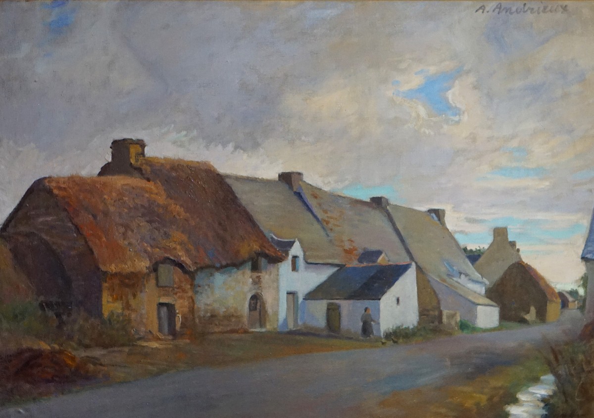 Hamlet Of Brittany / Alfred Louis Andrieux (1879-1945) / Exhibition Salon Of 1914 / Hst