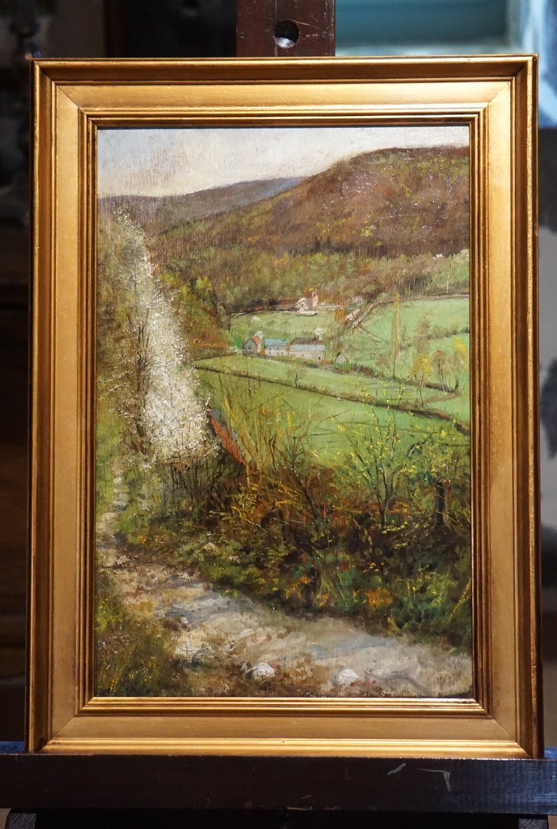 PAYSAGE DE PRINTEMPS / FIN XIX /SIGNÉ MARTIN / anciennement attribué à HENRI MARTIN (1860-1943)-photo-6