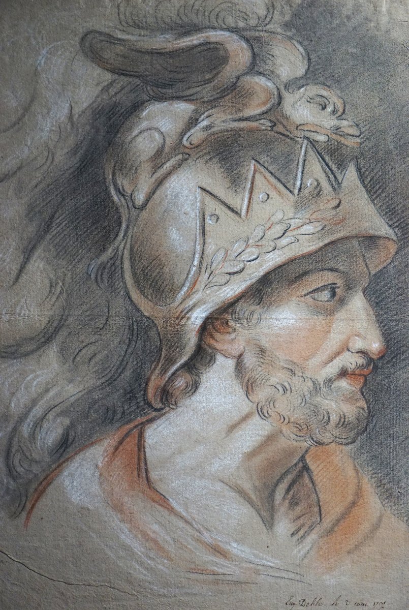 Warrior In Antique Style / Dated May 3, 1791 / Eugénie Raffeneau Delile (1775-1810) / Drawing-photo-1