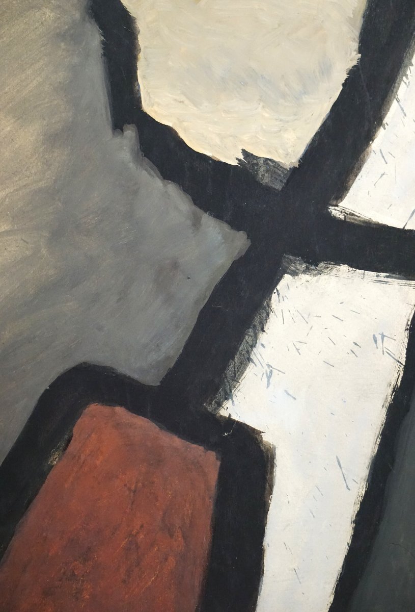 Abstract Composition / Paul Ackerman (1908-1981) / Gouache On Paper Dated 61-photo-1