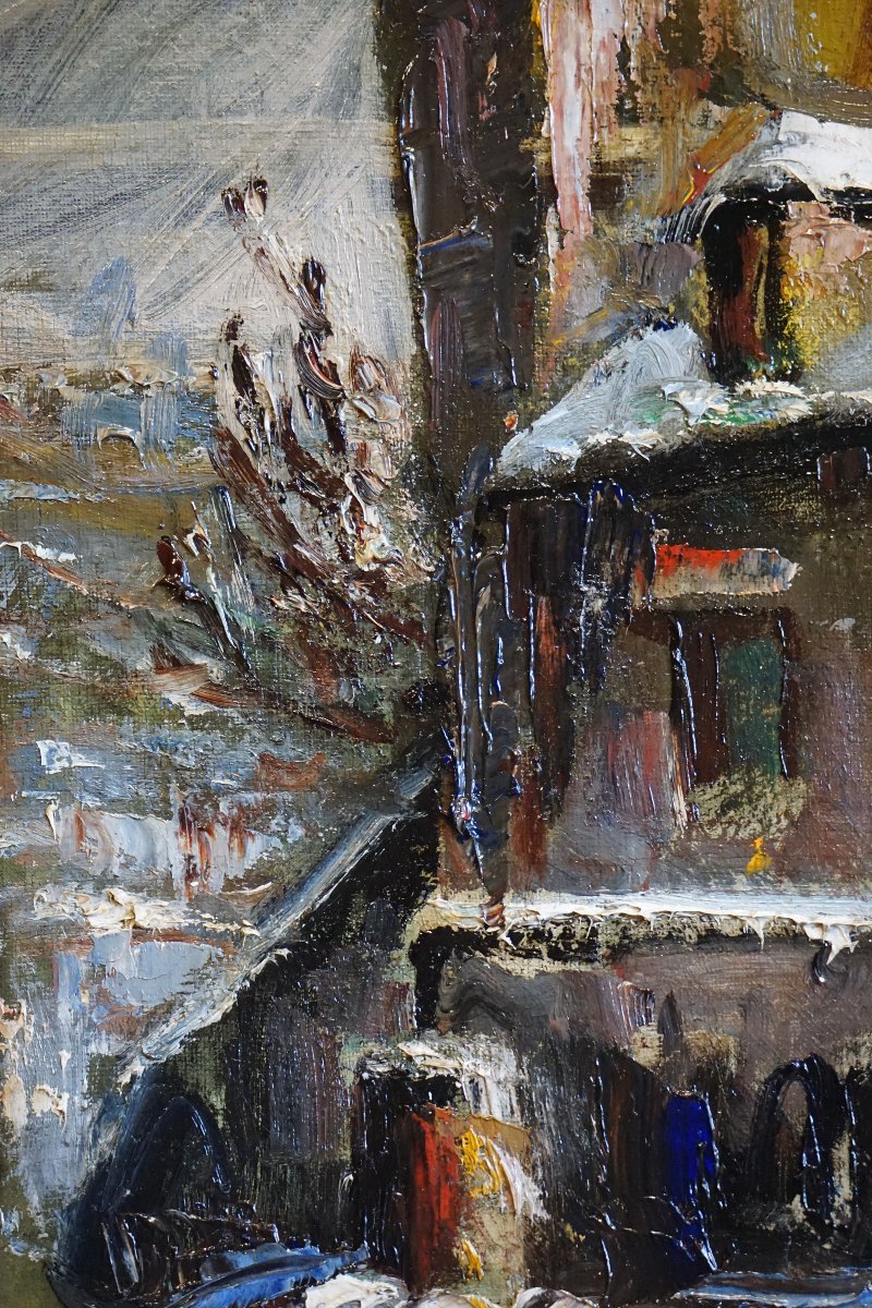 PARIS 1920 / MONTMARTRE / FERNAND LAVAL /MAISONS DE MIMI PINSON & GEORGES BIZET/huile sur toile-photo-3