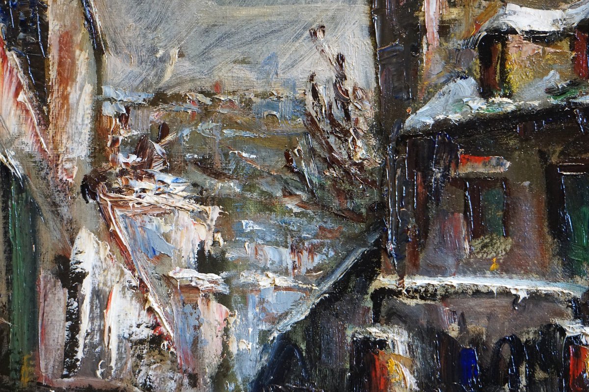 PARIS 1920 / MONTMARTRE / FERNAND LAVAL /MAISONS DE MIMI PINSON & GEORGES BIZET/huile sur toile-photo-5