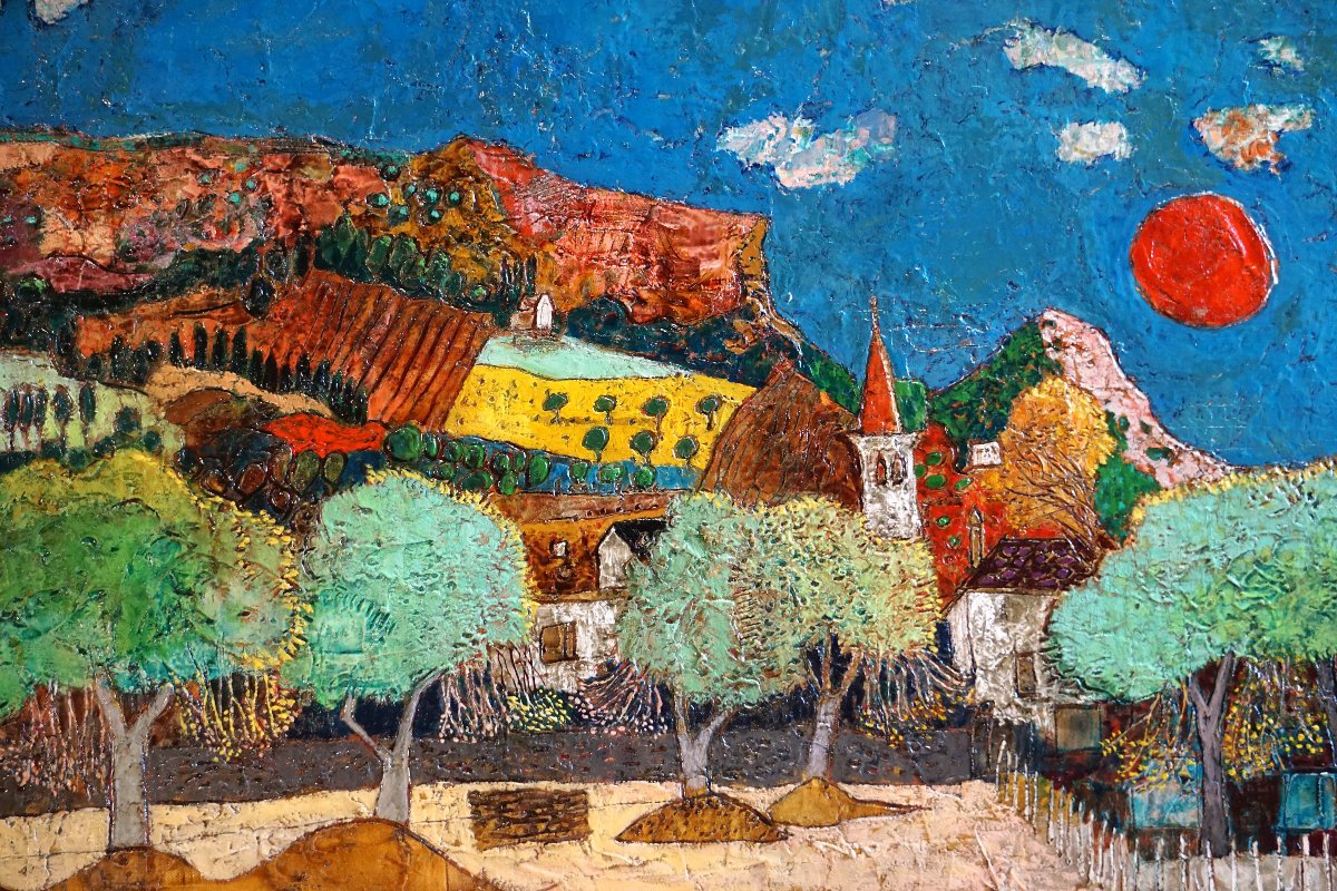 FRANÇOIS SZULMAN (1931–2024) / LE SOLEIL ROUGE / 1977 / huile sur toile-photo-2