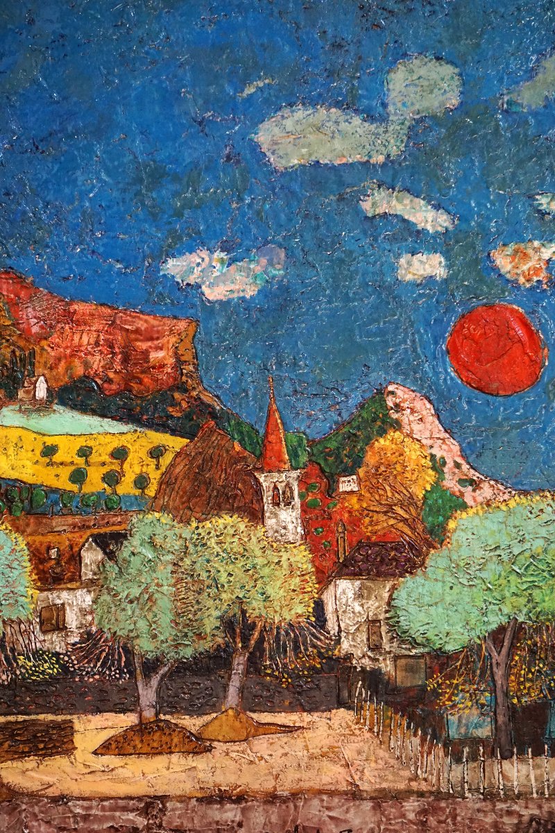 FRANÇOIS SZULMAN (1931–2024) / LE SOLEIL ROUGE / 1977 / huile sur toile-photo-4