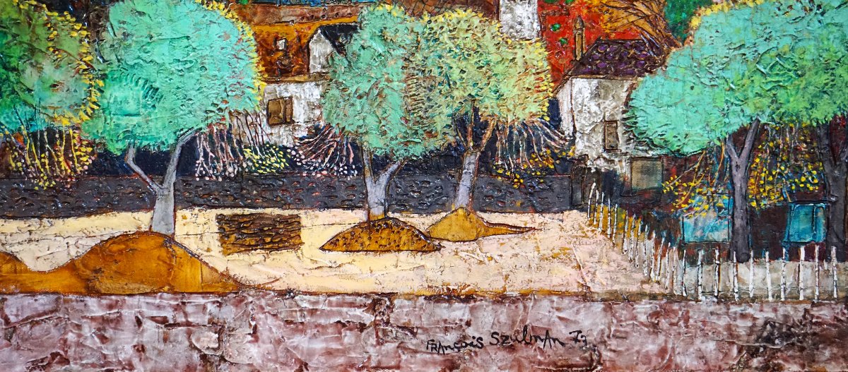 FRANÇOIS SZULMAN (1931–2024) / LE SOLEIL ROUGE / 1977 / huile sur toile-photo-1