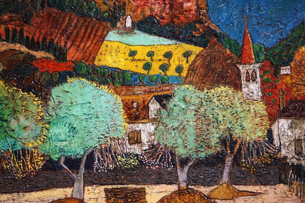 FRANÇOIS SZULMAN (1931–2024) / LE SOLEIL ROUGE / 1977 / huile sur toile-photo-2