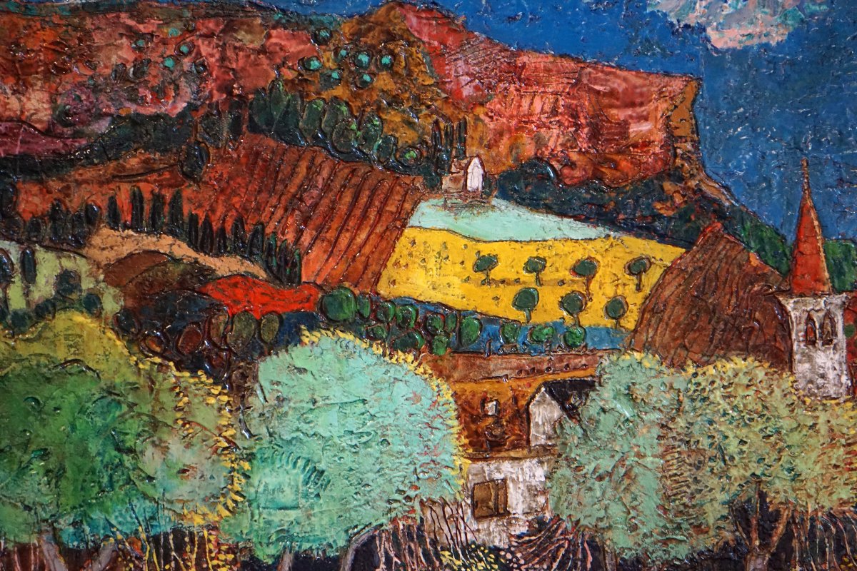 FRANÇOIS SZULMAN (1931–2024) / LE SOLEIL ROUGE / 1977 / huile sur toile-photo-3