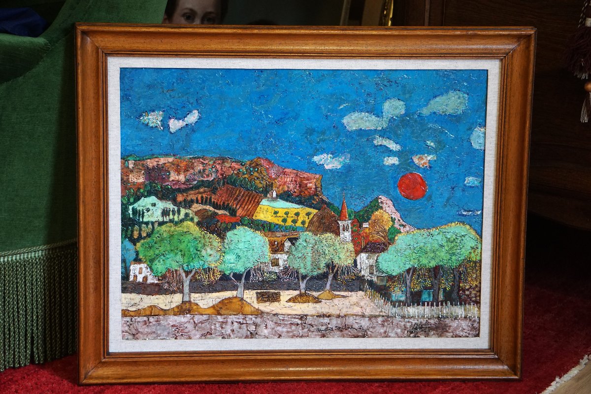 FRANÇOIS SZULMAN (1931–2024) / LE SOLEIL ROUGE / 1977 / huile sur toile-photo-7