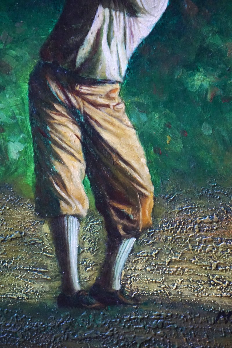 English School / Golfer / Oil On Panel / Mid-20th Century-photo-4