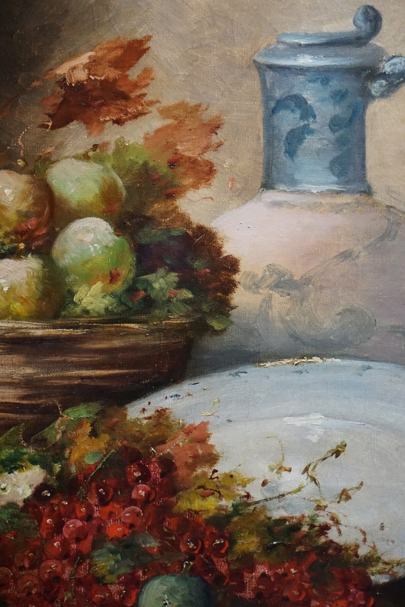 Alfred Ruby (1849-1909) / Late 19th Century / Still Life With Fruit / Oil On Canvas-photo-2