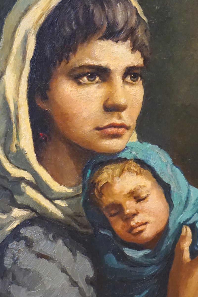 MATERNITÉ / ANATOLA SOUNGOUROFF  (1911-1982) / huile sur toile -photo-2