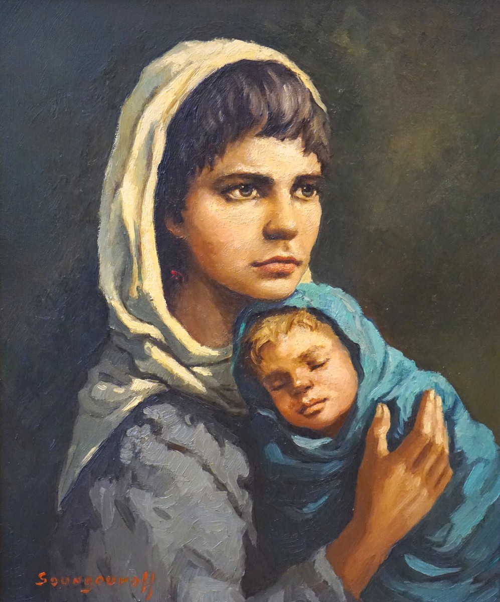 MATERNITÉ / ANATOLA SOUNGOUROFF  (1911-1982) / huile sur toile 