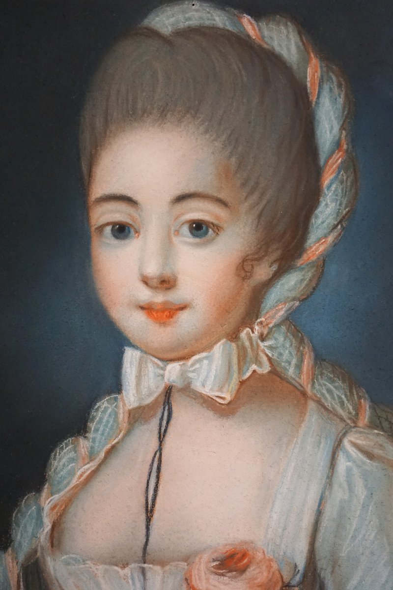 CIRCA 1750 / JEUNE FEMME AU RUBAN / ÉCOLE FRANÇAISE / pastel-photo-4