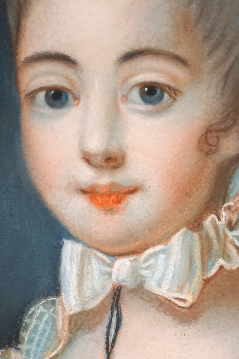 CIRCA 1750 / JEUNE FEMME AU RUBAN / ÉCOLE FRANÇAISE / pastel-photo-4