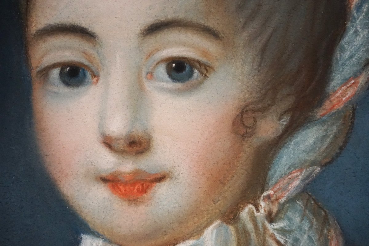 CIRCA 1750 / JEUNE FEMME AU RUBAN / ÉCOLE FRANÇAISE / pastel-photo-6