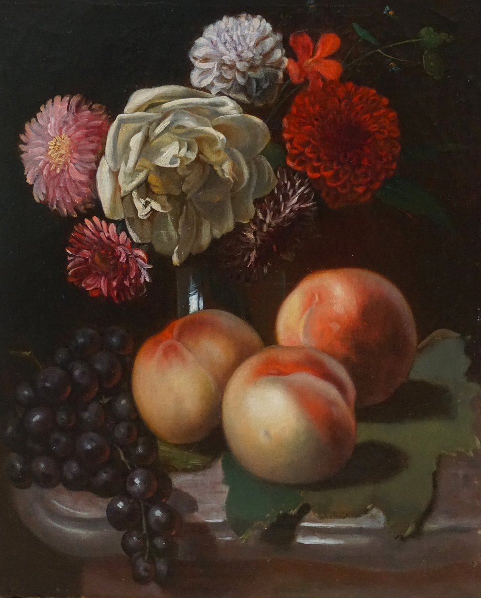 Circa 1850 / Still Life / French School / Oil On Canvas-photo-3