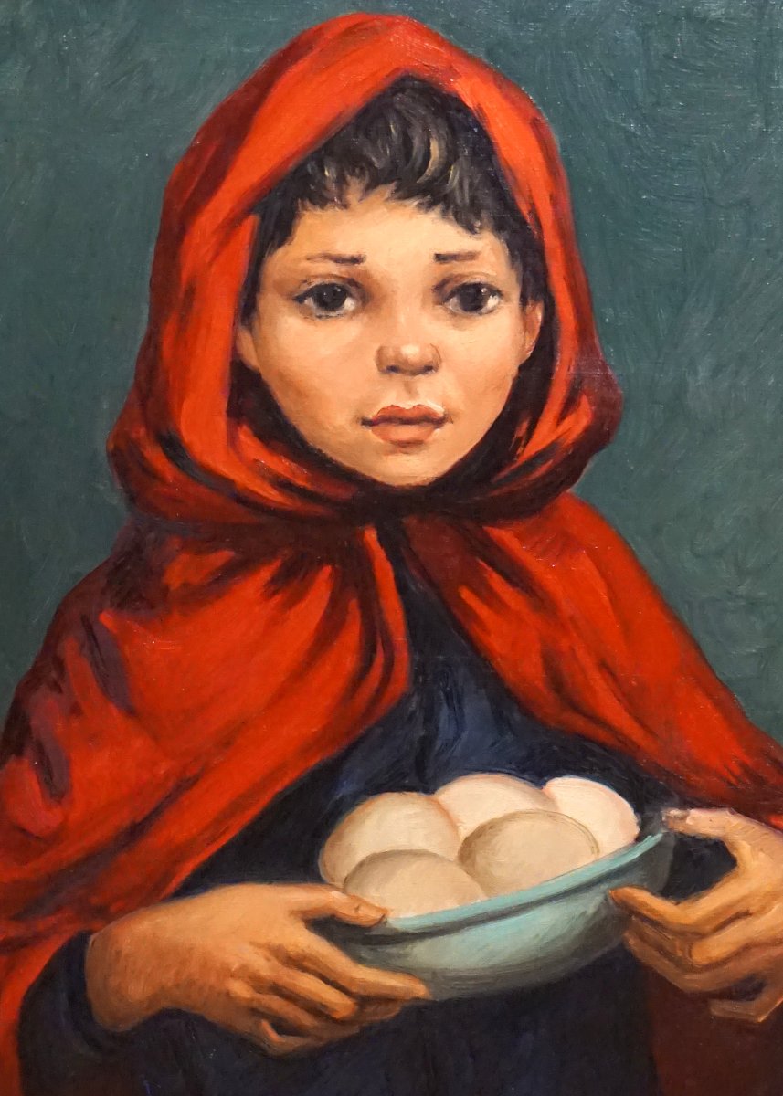 L' ENFANT AUX ŒUFS / ANATOLA SOUNGOUROFF (1911-1982) / huile sur toile-photo-2