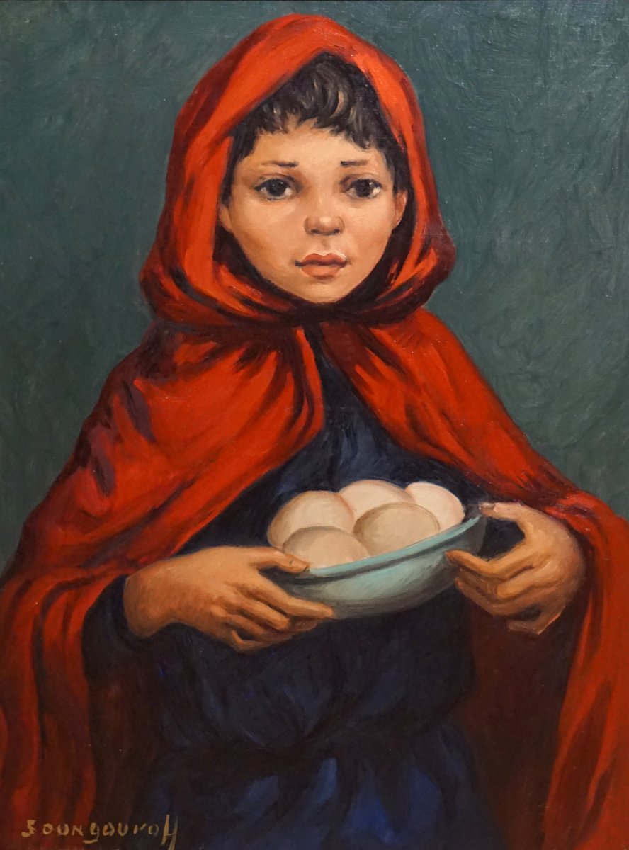 L' ENFANT AUX ŒUFS / ANATOLA SOUNGOUROFF (1911-1982) / huile sur toile-photo-3