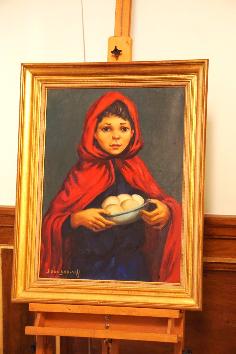 L' ENFANT AUX ŒUFS / ANATOLA SOUNGOUROFF (1911-1982) / huile sur toile-photo-8