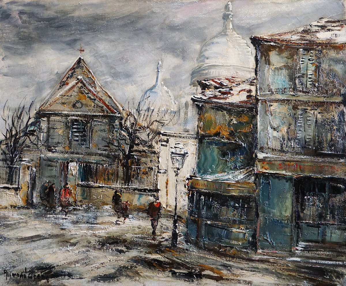PARIS - MONTMARTRE / SAINT PIERRE / RAYMOND BESSE (1899-1969) / huile sur toile-photo-2