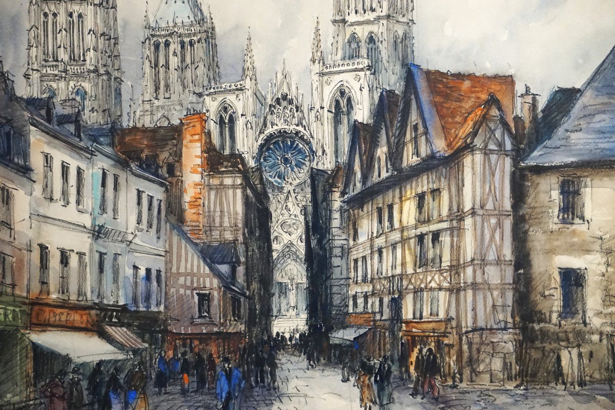 Rouen Cathedral / Normandy / Frank Will (1900–1951) / Circa 1930 / Watercolor-photo-3