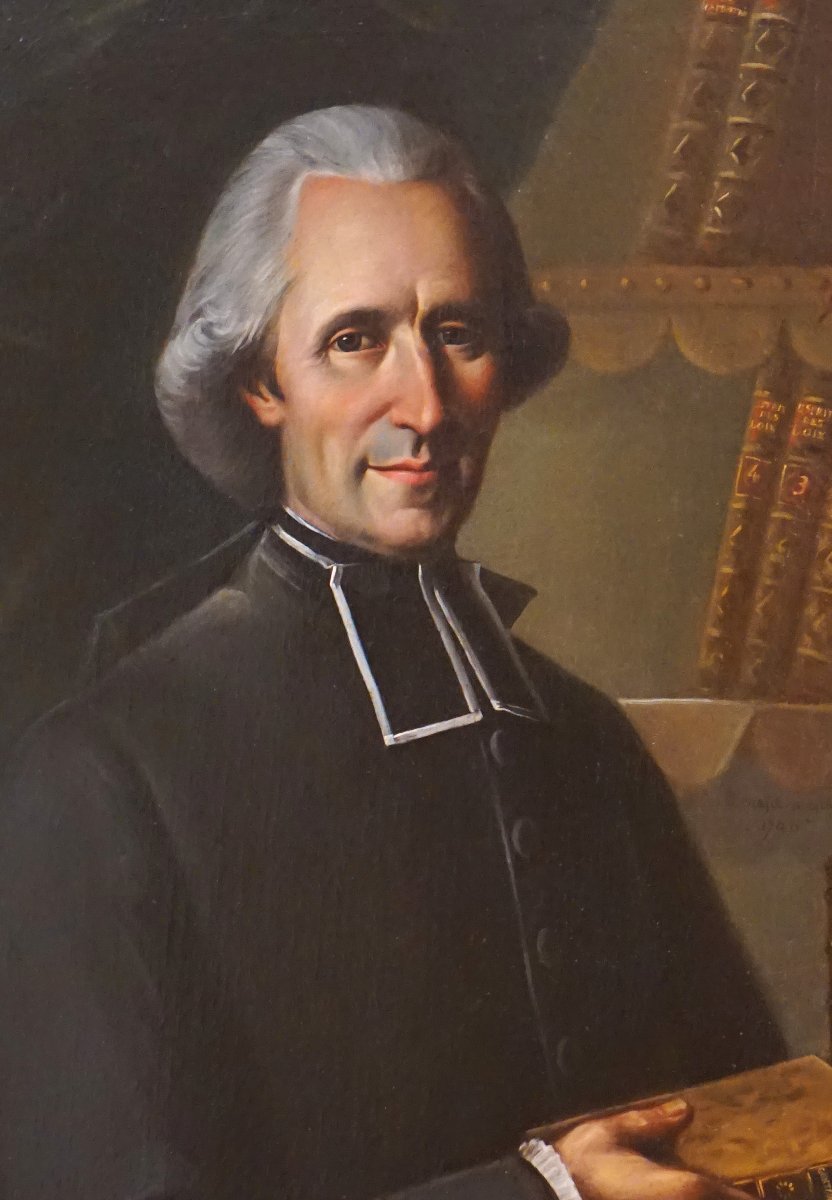 France 1790 / Grand Portrait / Ecclesiast Of The Enlightenment In His Library / Oil On Canvas-photo-3