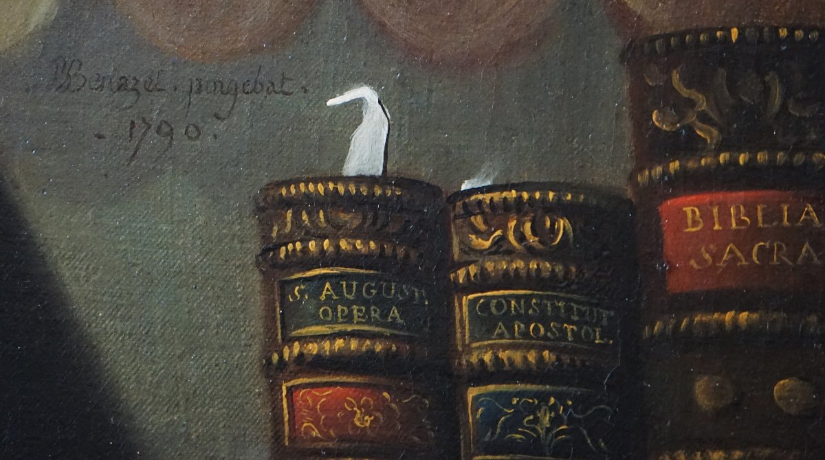 France 1790 / Grand Portrait / Ecclesiast Of The Enlightenment In His Library / Oil On Canvas-photo-1