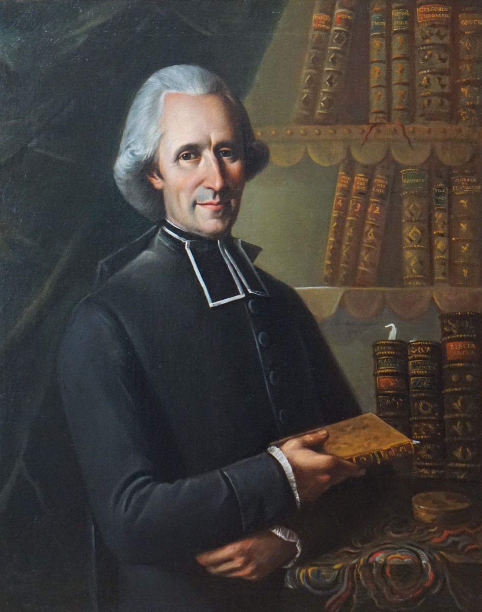 France 1790 / Grand Portrait / Ecclesiast Of The Enlightenment In His Library / Oil On Canvas