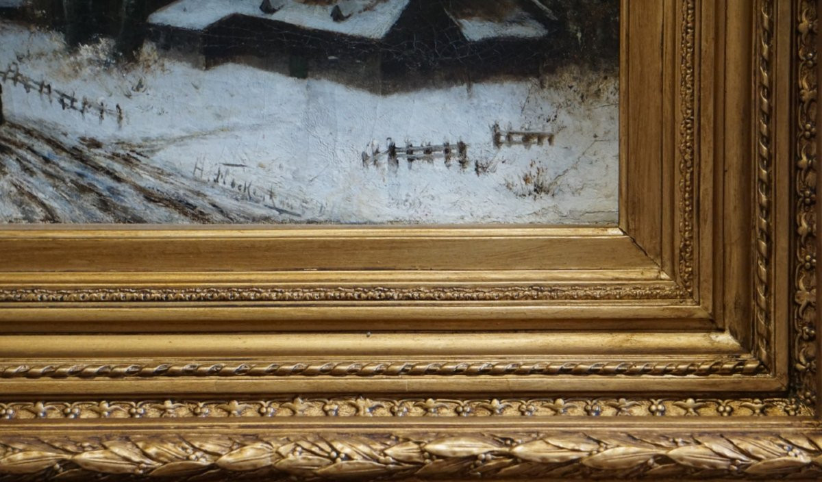 SCÈNE HIVERNALE /ÉCOLE DE DÜSSELDORF /H. FLOCKENHAUSS / hst / WINTERSZENE / DÜSSELDORFER SCHULE-photo-1