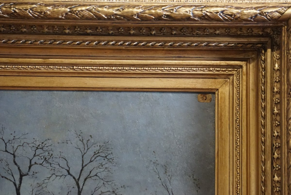 SCÈNE HIVERNALE /ÉCOLE DE DÜSSELDORF /H. FLOCKENHAUSS / hst / WINTERSZENE / DÜSSELDORFER SCHULE-photo-3