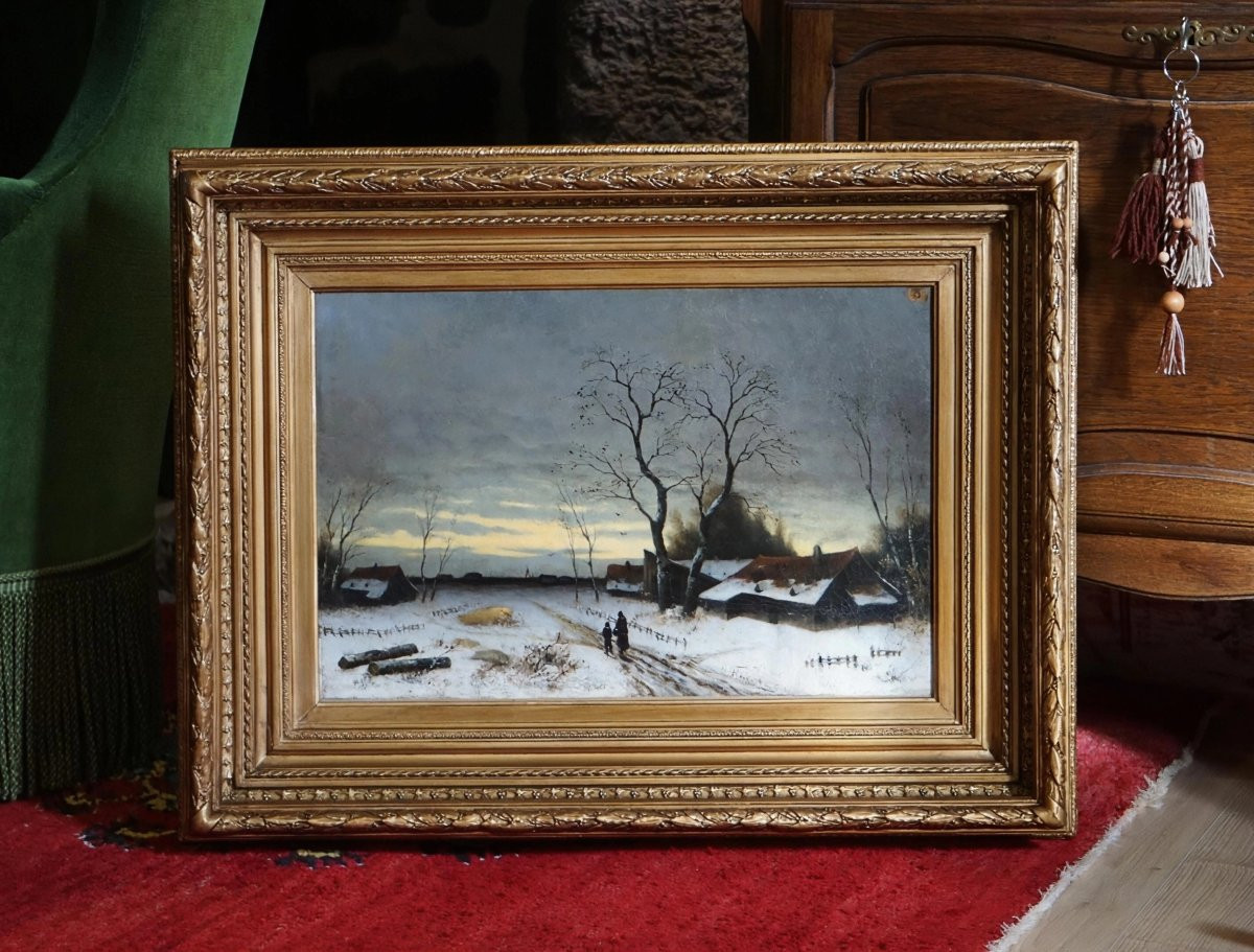 SCÈNE HIVERNALE /ÉCOLE DE DÜSSELDORF /H. FLOCKENHAUSS / hst / WINTERSZENE / DÜSSELDORFER SCHULE-photo-4