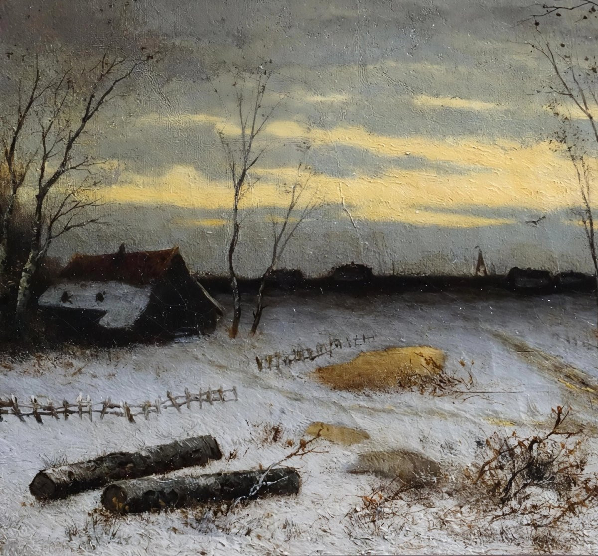 SCÈNE HIVERNALE /ÉCOLE DE DÜSSELDORF /H. FLOCKENHAUSS / hst / WINTERSZENE / DÜSSELDORFER SCHULE-photo-7