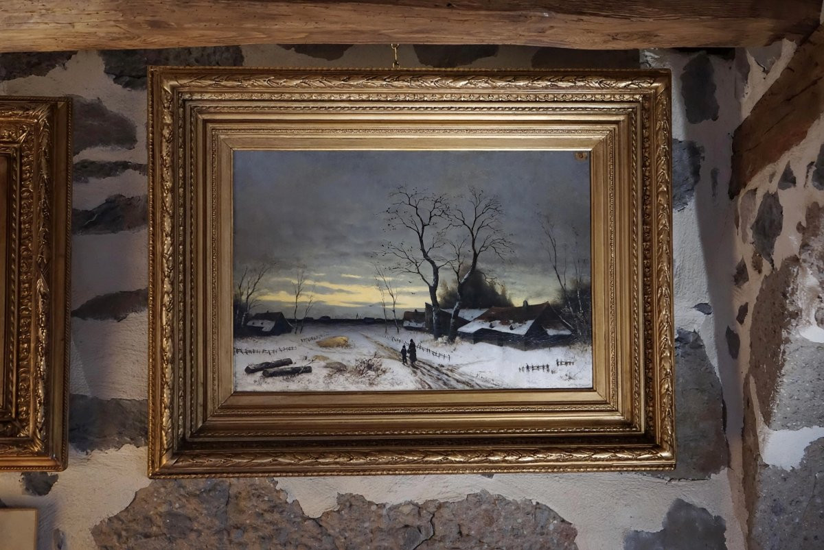 SCÈNE HIVERNALE /ÉCOLE DE DÜSSELDORF /H. FLOCKENHAUSS / hst / WINTERSZENE / DÜSSELDORFER SCHULE-photo-8