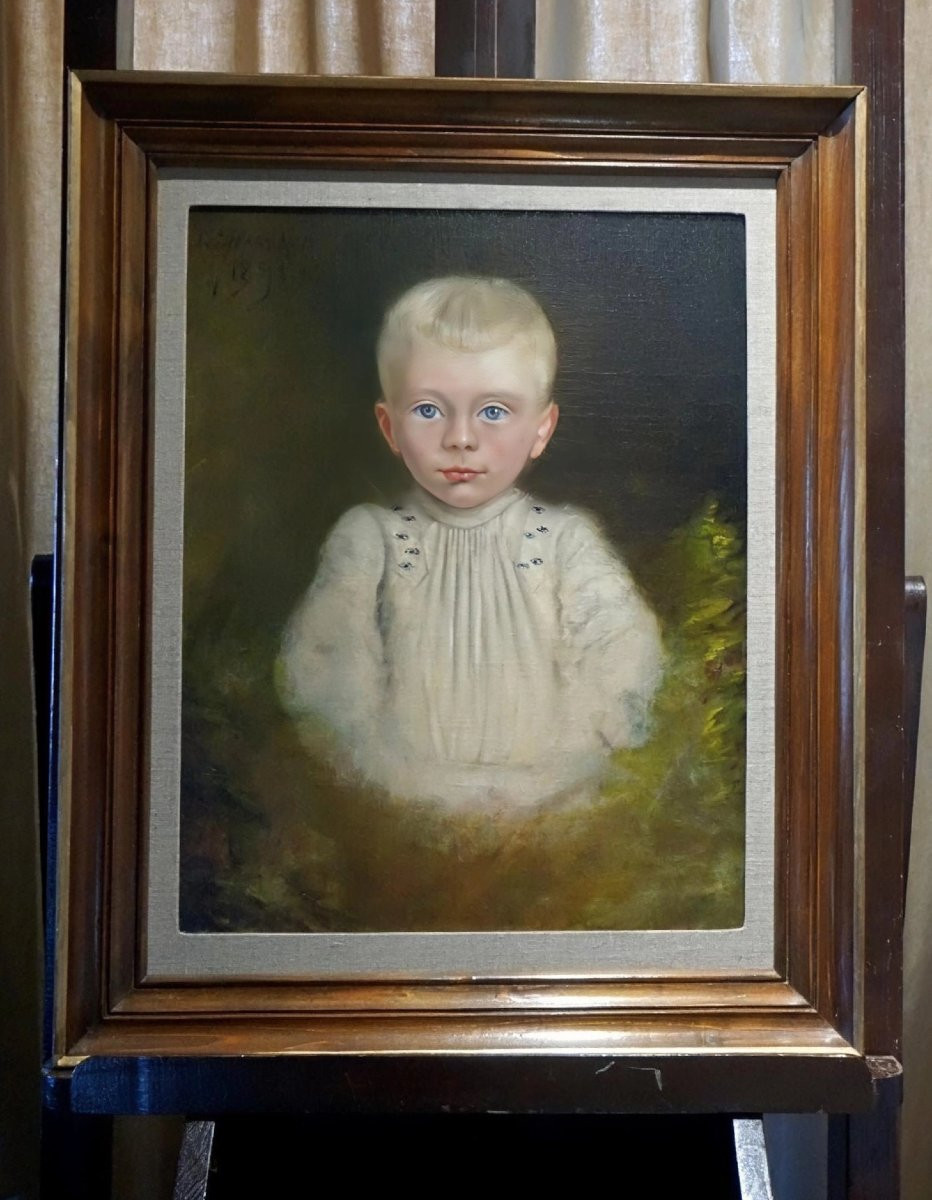 PORTRAIT D'ENFANT / DATÉE 1891 / LOUIS FRÉMAUX / huile sur toile-photo-1