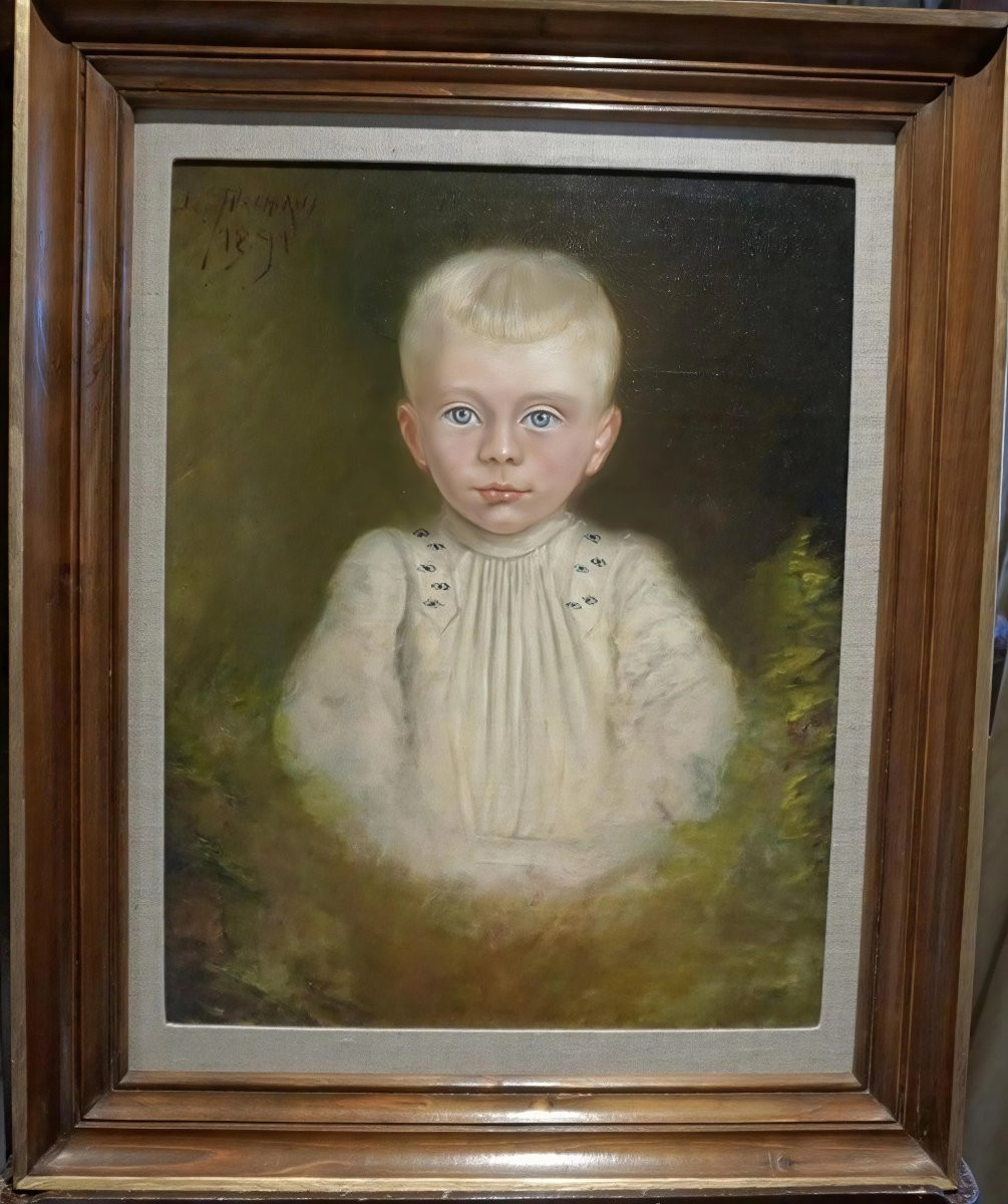 PORTRAIT D'ENFANT / DATÉE 1891 / LOUIS FRÉMAUX / huile sur toile-photo-2