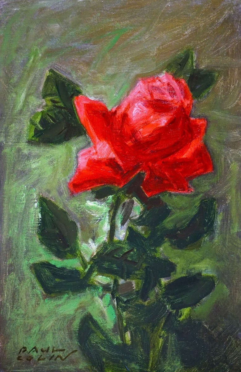 PAUL COLIN (1892–1985) / ROSE ROUGE / Huile sur toile